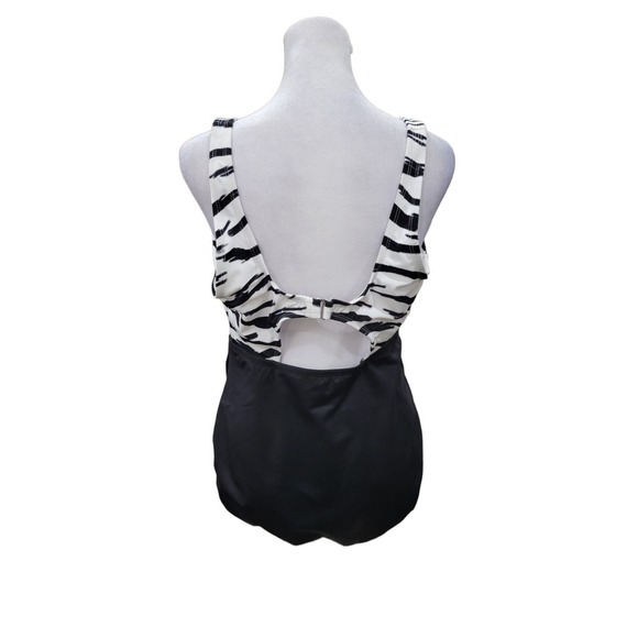 NEW Beach Betty Women's One Piece Swimsuit Black White Size Large - Picture 5 of 12